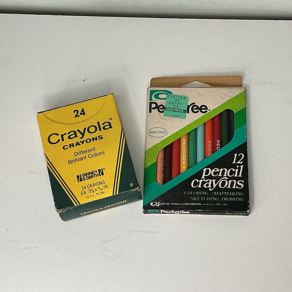 Vintage 70s 80s Pedigree Pencil Crayon & Crayola Crayons‎ New old Stock